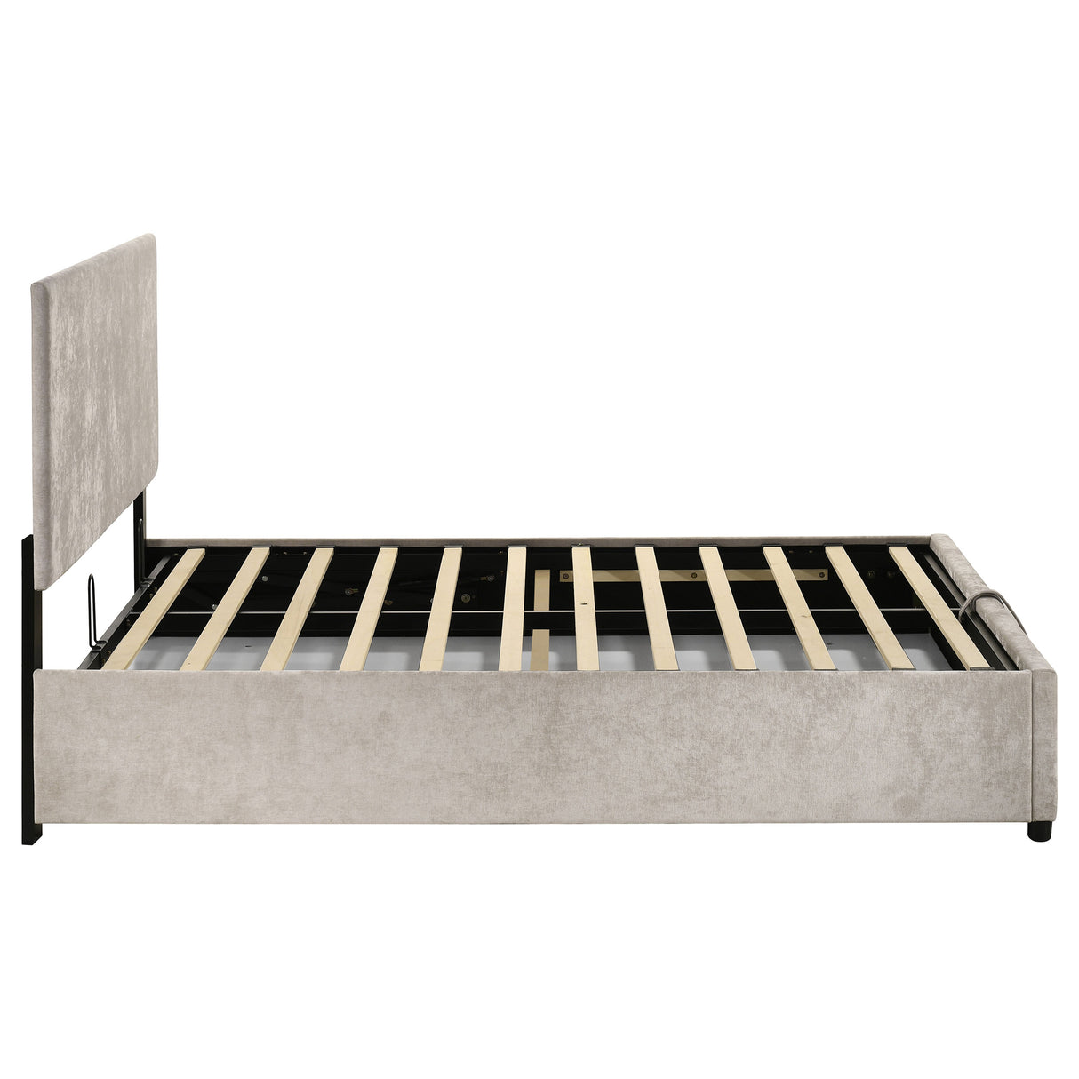 Reeves Beige Upholstered Full Lift-Top Storage Platform Bed