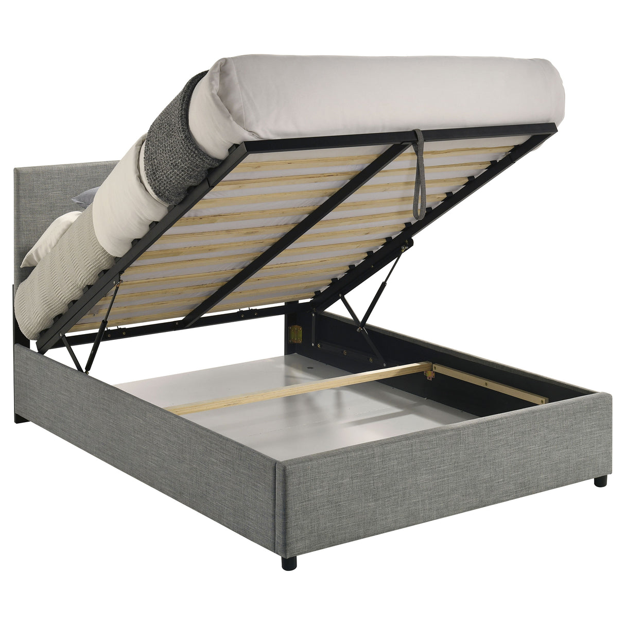 Reeves Grey Upholstered Full Lift-Top Storage Platform Bed