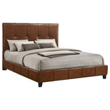 Farrell Eastern King Leatherette Panel Bed in Brown