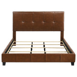Farrell Eastern King Leatherette Panel Bed in Brown