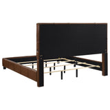 Farrell Eastern King Leatherette Panel Bed in Brown