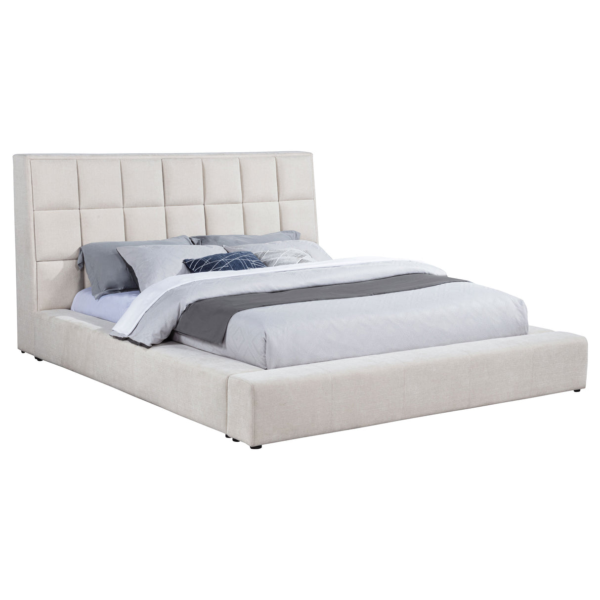 Dreux Upholstered Eastern King Panel Platform Bed, Cream