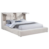 Dreux Upholstered Eastern King Panel Platform Bed, Cream