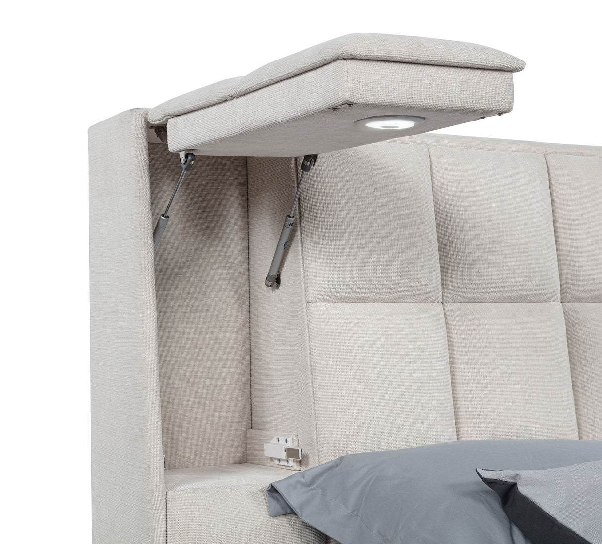 Dreux Upholstered Eastern King Panel Platform Bed, Cream