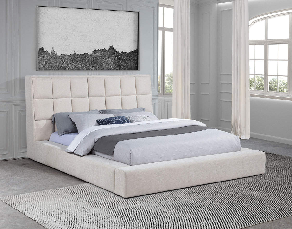 Dreux Upholstered Queen Panel Platform Bed in Cream