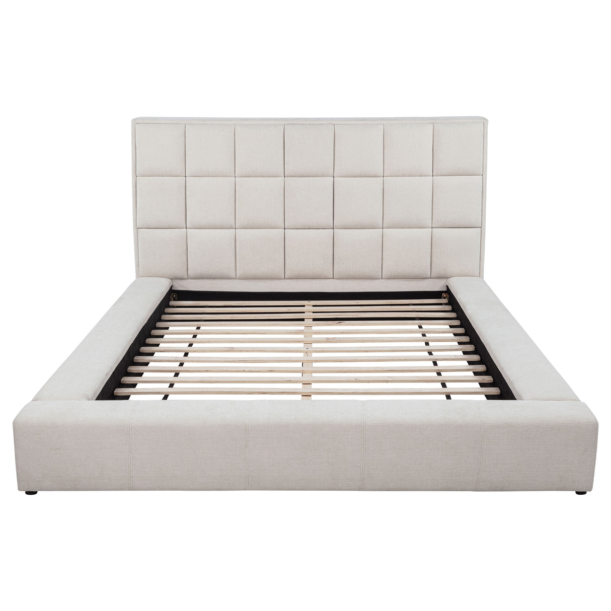 Dreux Upholstered Queen Panel Platform Bed in Cream