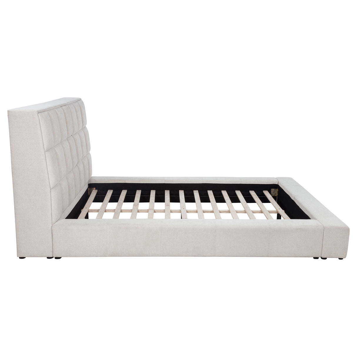 Dreux Upholstered Queen Panel Platform Bed in Cream