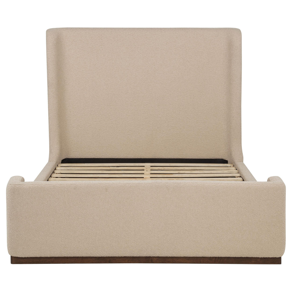 Nala Eastern King Fabric Platform Bed with Wingback Headboard, Tan