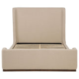 Nala Eastern King Fabric Platform Bed with Wingback Headboard, Tan