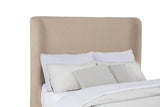 Nala Eastern King Fabric Platform Bed with Wingback Headboard, Tan