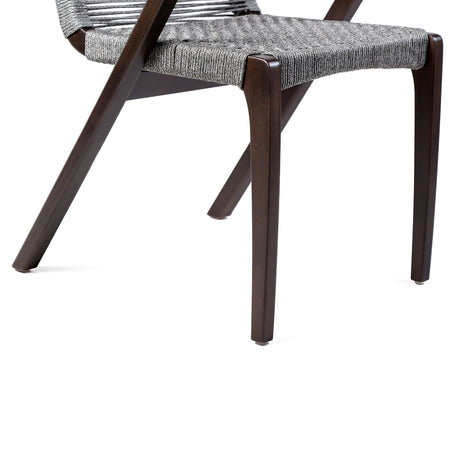 Brielle - Outdoor Dark Eucalyptus Wood And Gray Rope Dining Chairs - (Set Of 2)