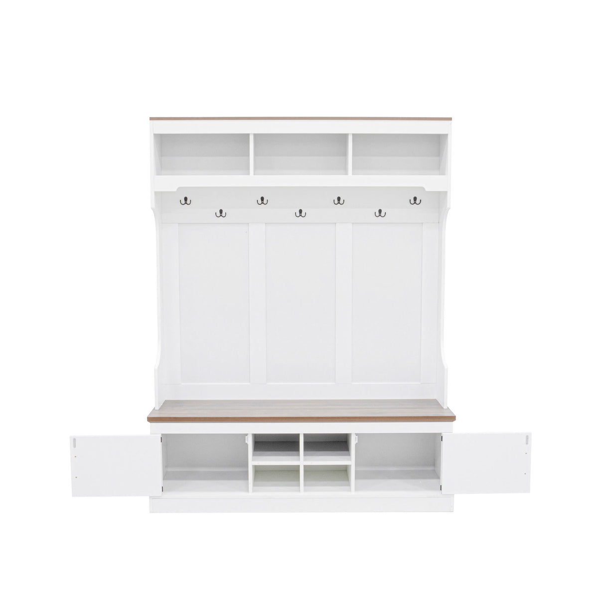 Farmhouse Hall Tree With Bench And Shoe Storage