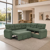 Convertible Sectional Sofa Bed With Pull Out Sleeper And Storage