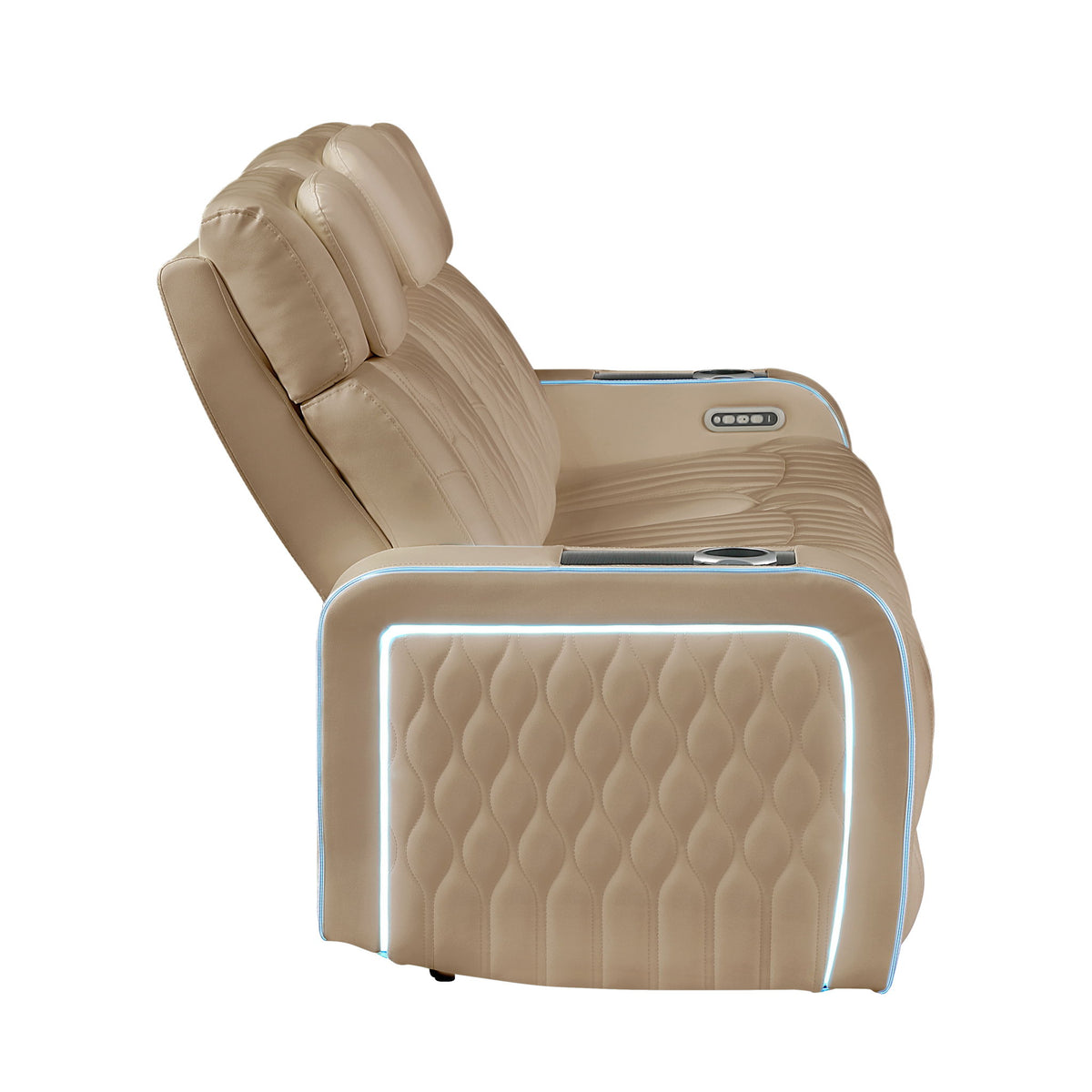 Electra - 3 Piece Power Reclining Sofa, Loveseat And Recliner Set With Power Headrests, Massage And LED Lighting