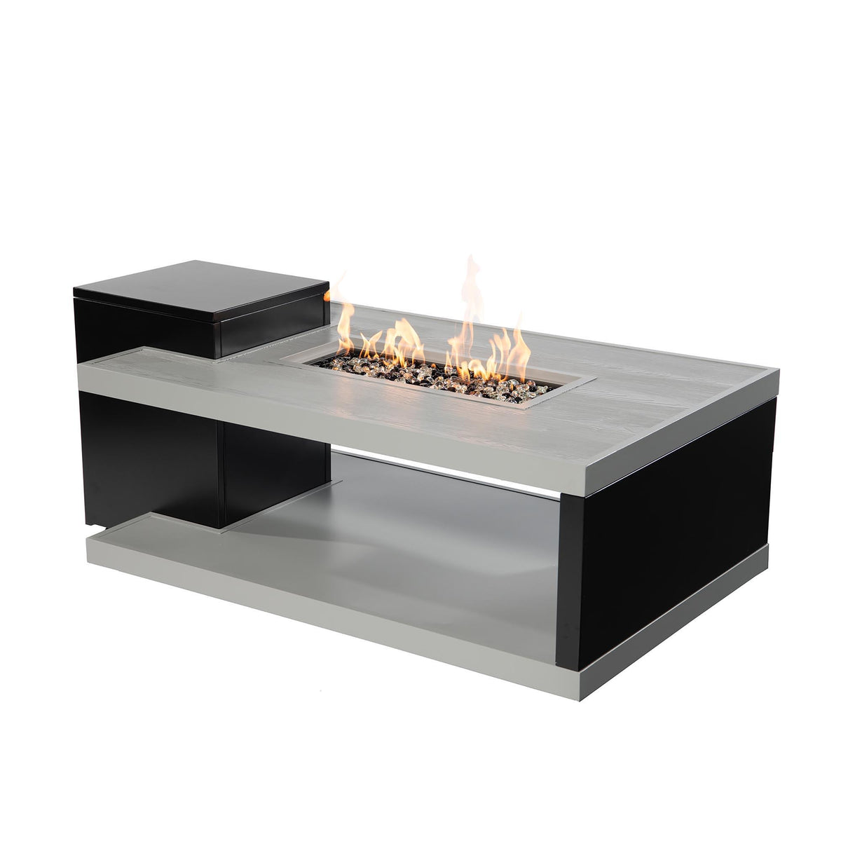 Aluminum Fire Table, Rectangular, Black And Gray