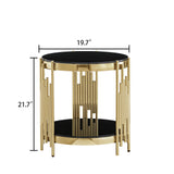 Round Double Tier Table With Flute Shaped Tube Legs