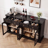 Sideboard Cabinet With 4 Drawers And 4 Arched Glass Doors