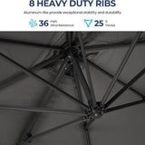 Round Cantilever Patio Umbrella With 360 Rotation & Infinite Tilt Adjustment