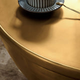 32 Inch Metal Drum Storage Coffee Table in Burnished Brass - Coffee Tables available at Alpine Outlets in Denver