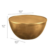 32 Inch Metal Drum Storage Coffee Table in Burnished Brass - Coffee Tables available at Alpine Outlets in Denver