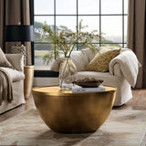 32 Inch Metal Drum Storage Coffee Table in Burnished Brass - Coffee Tables available at Alpine Outlets in Denver