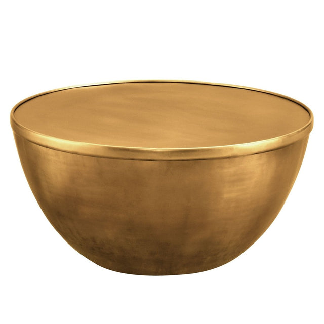 32 Inch Metal Drum Storage Coffee Table in Burnished Brass - Coffee Tables available at Alpine Outlets in Denver