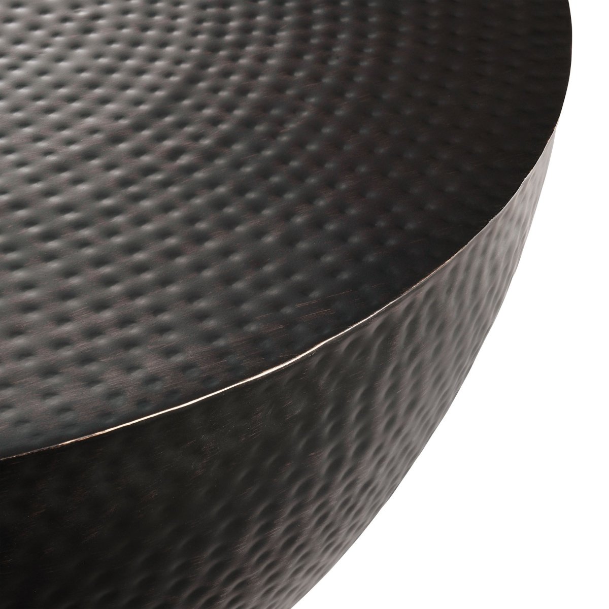 32 Inch Metal Hammered Drum Coffee Table in Black - Coffee Tables available at Alpine Outlets in Denver