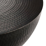 32 Inch Metal Hammered Drum Coffee Table in Black - Coffee Tables available at Alpine Outlets in Denver