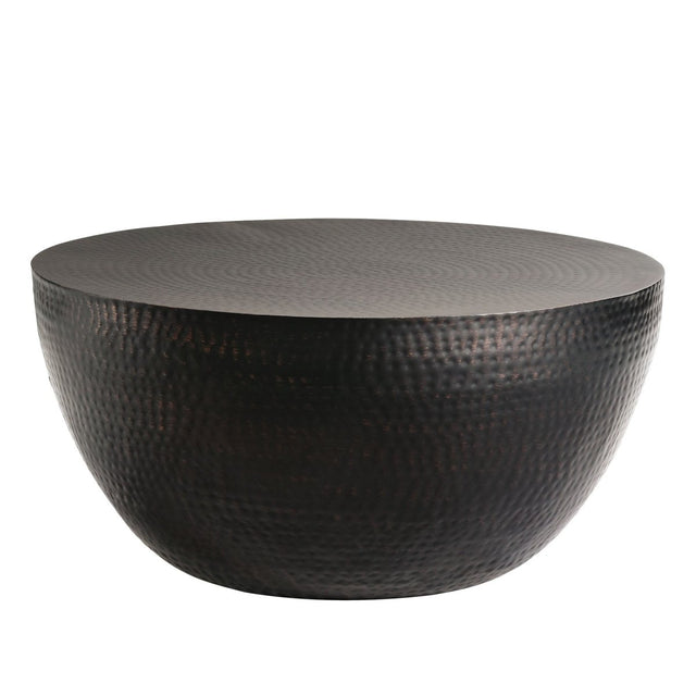 32 Inch Metal Hammered Drum Coffee Table in Black - Coffee Tables available at Alpine Outlets in Denver