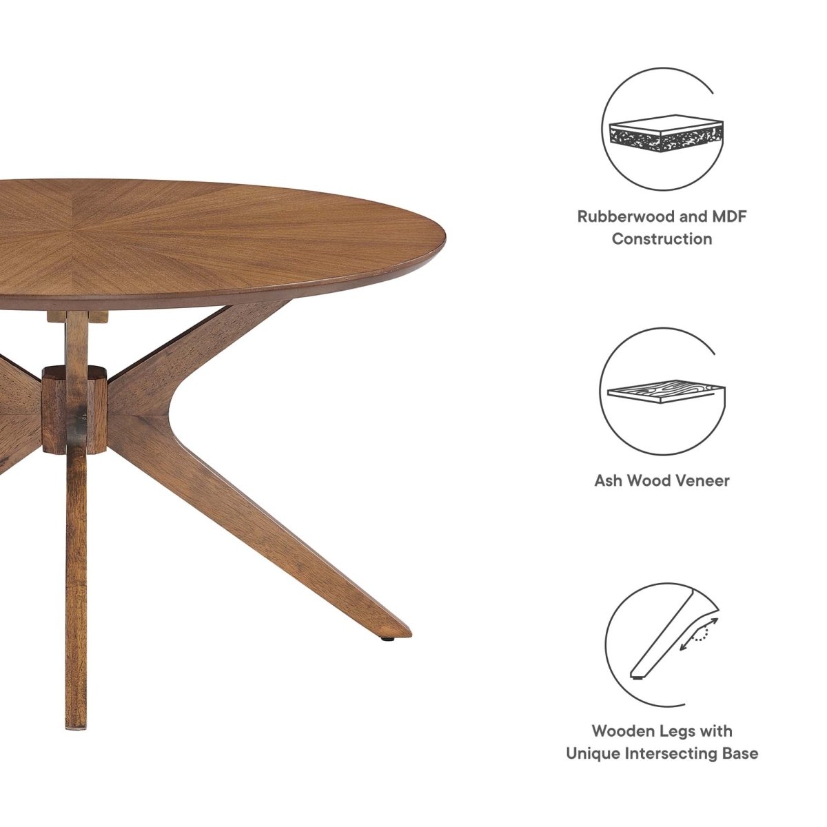 32 Inch Mid - Century Round Wood Coffee Table - Coffee Tables available at Alpine Outlets in Denver