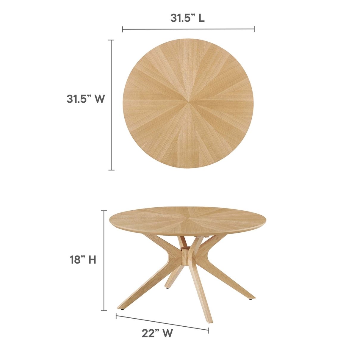 32 Inch Mid - Century Round Wood Coffee Table - Coffee Tables available at Alpine Outlets in Denver