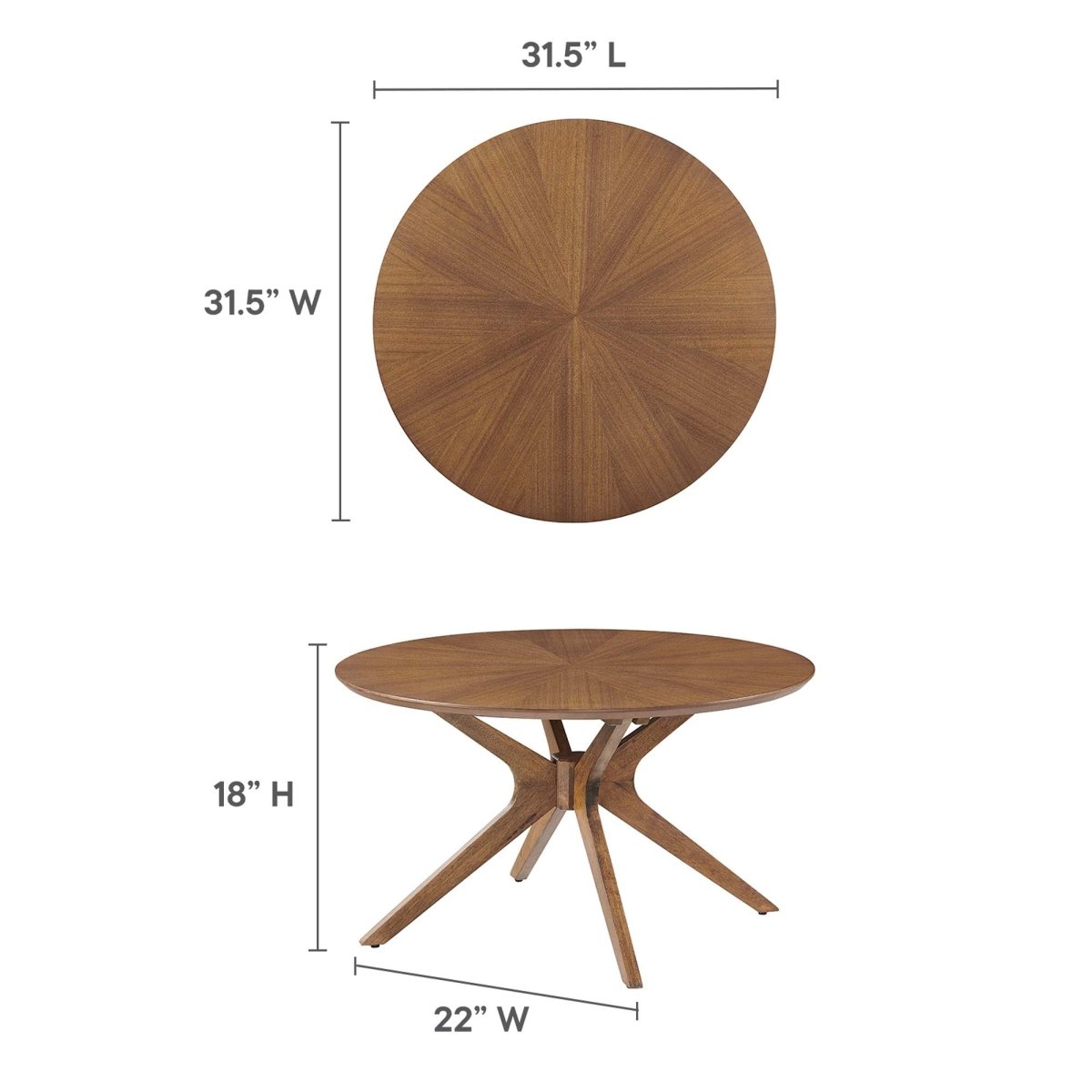 32 Inch Mid - Century Round Wood Coffee Table - Coffee Tables available at Alpine Outlets in Denver
