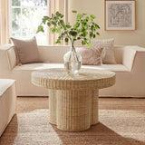 32 Inch Round Natural Rattan Coffee Table in Natural - Coffee Tables available at Alpine Outlets in Denver