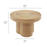 32 Inch Round Natural Rattan Coffee Table in Natural - Coffee Tables available at Alpine Outlets in Denver
