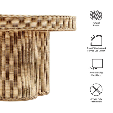 32 Inch Round Natural Rattan Coffee Table in Natural - Coffee Tables available at Alpine Outlets in Denver