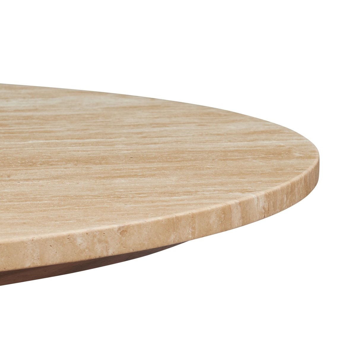 32 Inch Round Travertine and Walnut Pedestal Coffee Table - Coffee Tables available at Alpine Outlets in Denver