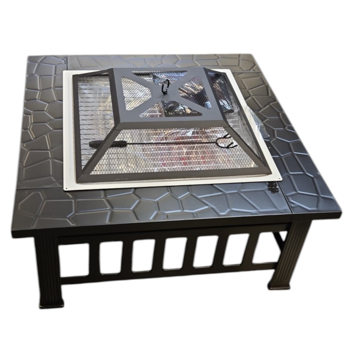 32" Wood Burning Fire Pit Table with Screen Lid (ID N012345) - available at Alpine Outlets in Denver