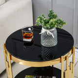 Round Double Tier Table With Flute Shaped Tube Legs
