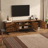 TV Stand, Media Console With 2 Drawers, Soft Closing Hinges, Adjustable Shelves - Walnut