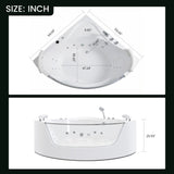 Korra - 2 Person Acrylic Corner Whirlpool Bathtub With Hydro Massage, Rainbow Light, Heater - Milk White