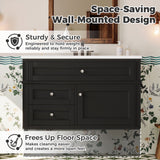 Modern Wall Mounted Floating Cabinet With Double Drawer And Sink