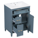 Freestanding Bathroom Vanity With Sink, Soft Close Door, Tip Out Drawer