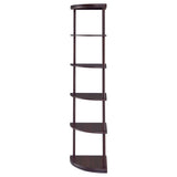 Corner Bookcase With 5 Shelves, Compact Design For Living Room - Cappuccino
