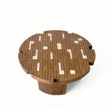Round End Table For Living Room - Brown / Yellow
