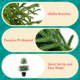 4 Piece Christmas Artificial Trees With Sturdy Bases, Pre Lit Wreath & Garland, Warm LED Lights, Indoor Holiday Decor - Green