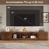 TV Stand With LED Lighting, Soft Closing Hinges, Cable Management - Walnut