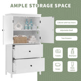 Bathroom Storage Cabinet With 2 Doors And Drawers, Adjustable Shelf