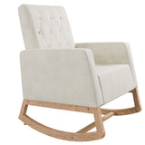 Rocker Chair With Tufted Back - Beige / Ivory