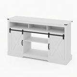 Farmhouse TV Stand With Sliding Barn Doors & Adjustable Storage