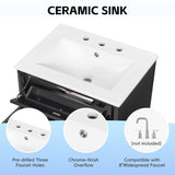 Freestanding Bathroom Vanity With Sink, 3 Drawers & Flip-Out Drawer